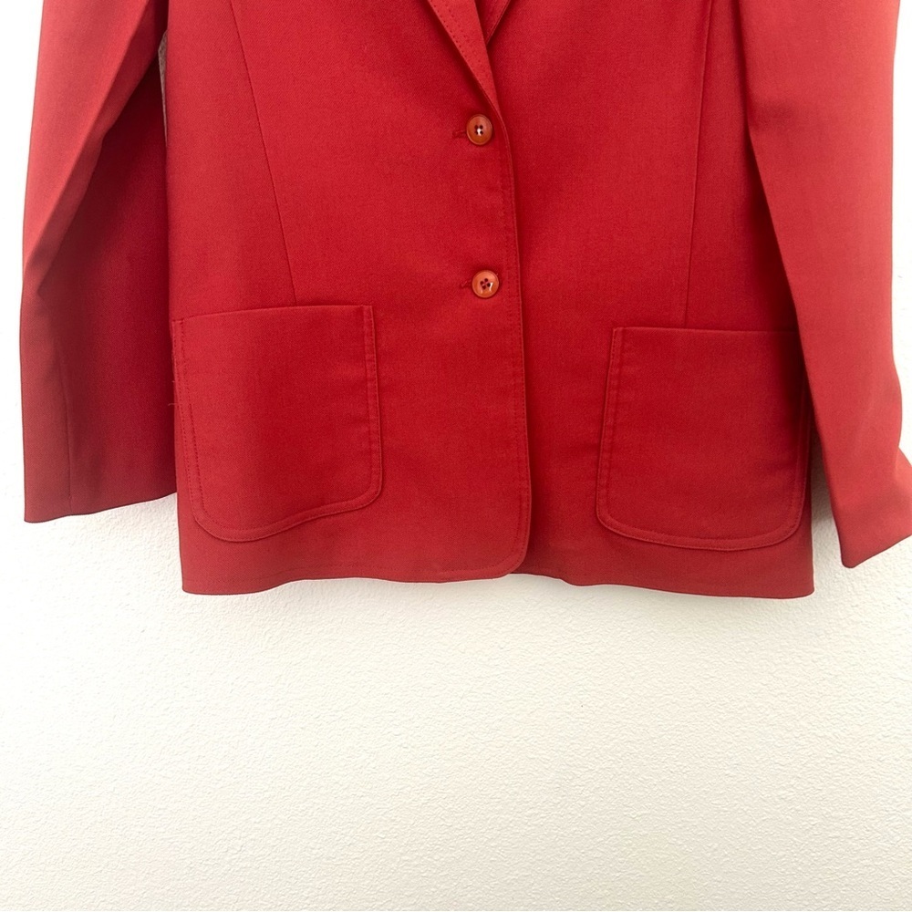 Vintage 70's Action Country by Trissi Cherry Tomato Red Blazer Jacket Size Small - Picture 3 of 12